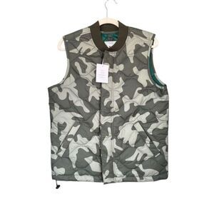 Free Assembly Men's Quilted Camo‎ Vest Olive Gray Small NWT